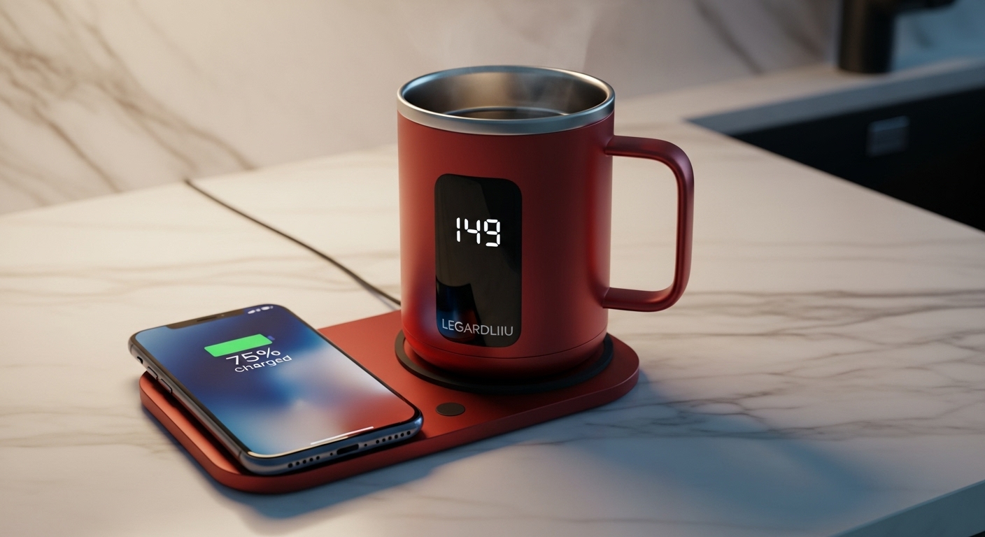 LEGARDLILIU 18 oz intelligente selbstheizende Kaffeetasse mit Henkel und kabelloser Ladestation