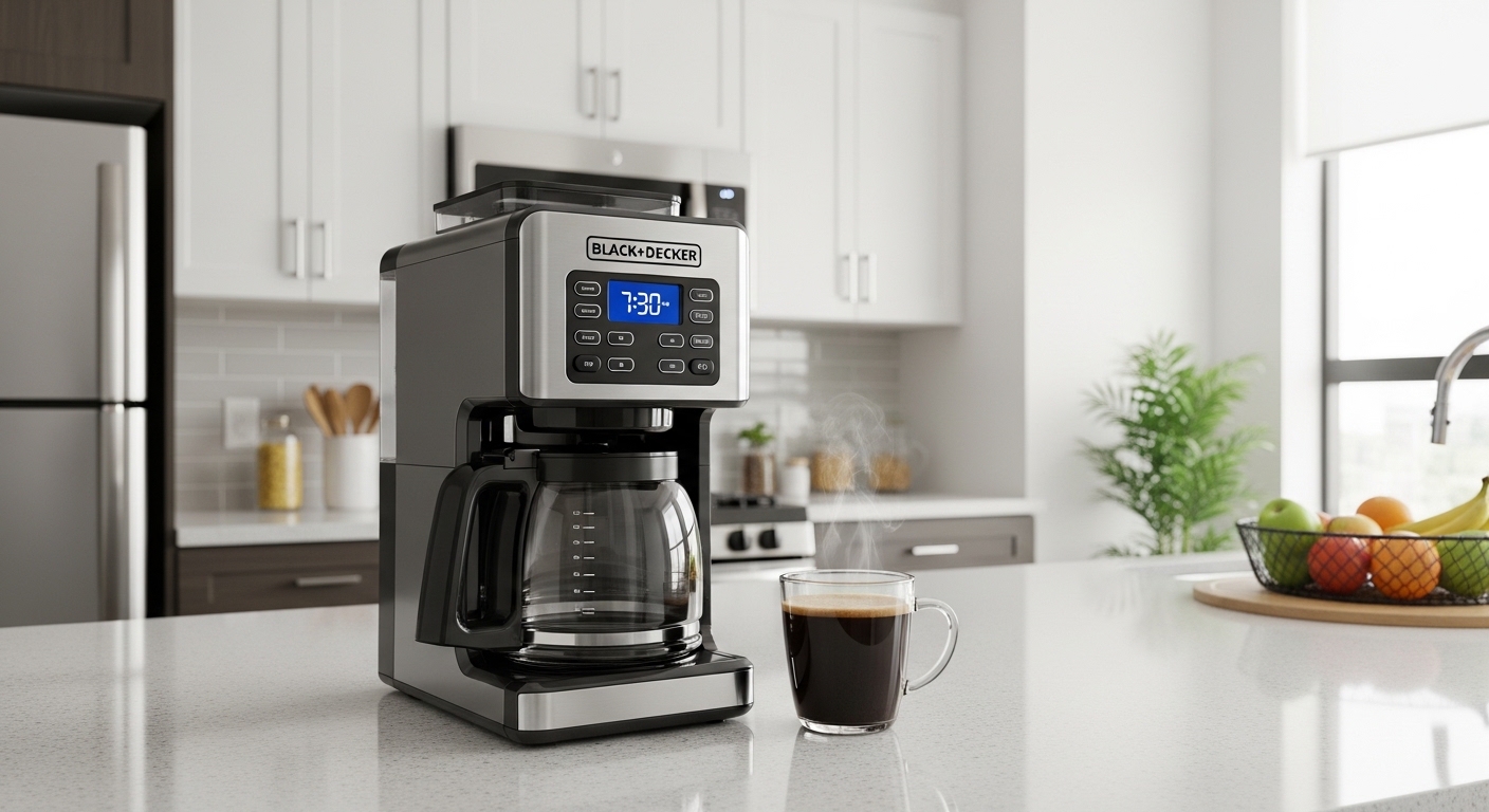 Black and Decker Digital Coffee Maker auf einer Granit-Arbeitsplatte