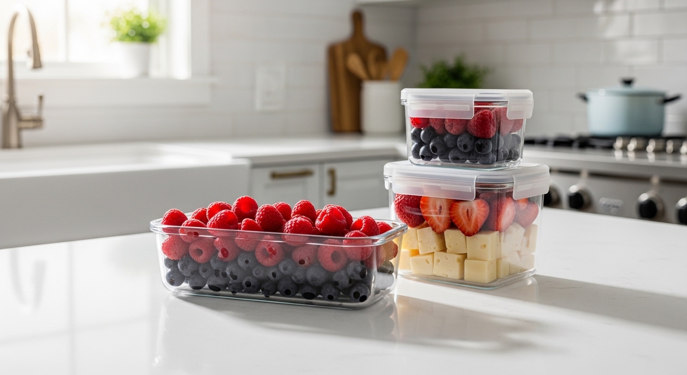 Chef Preserve glass vacuum seal containers on a kitchen counter
