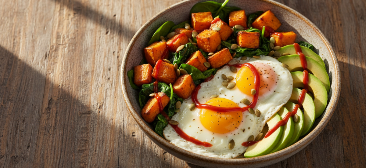 Savory Roasted Sweet Potato and Avocado Breakfast Bowl