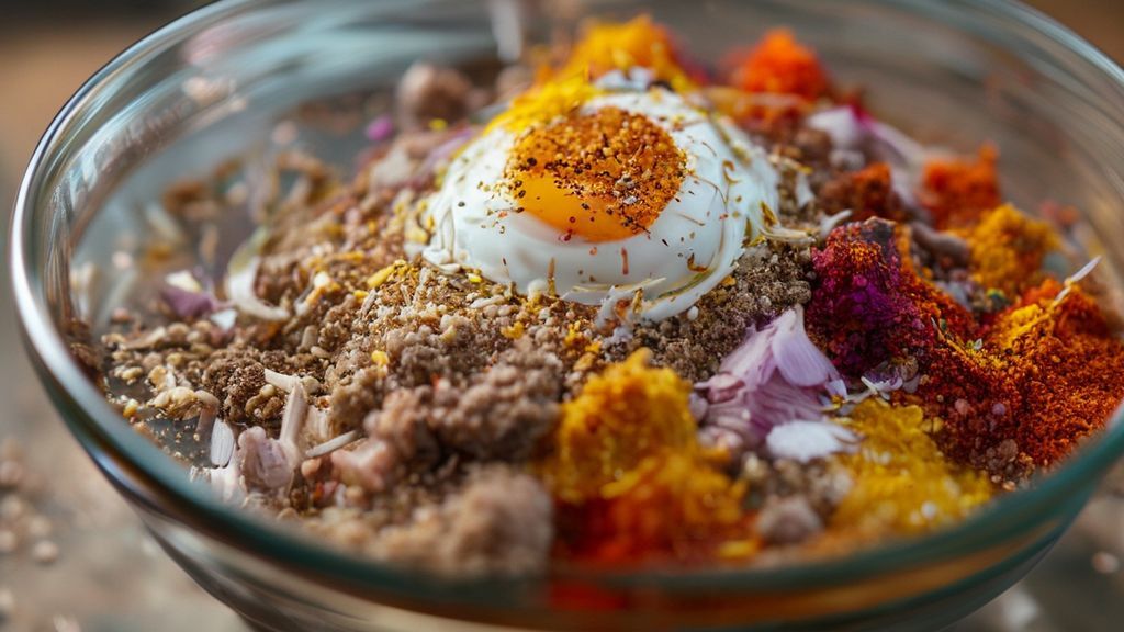 Meatball ingredients in a bowl