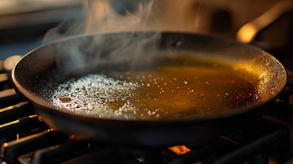Heating oil in a skillet