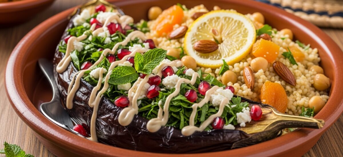 Geröstete Aubergine mit Couscous: Ein aromatisches Gericht aus dem Nahen Osten