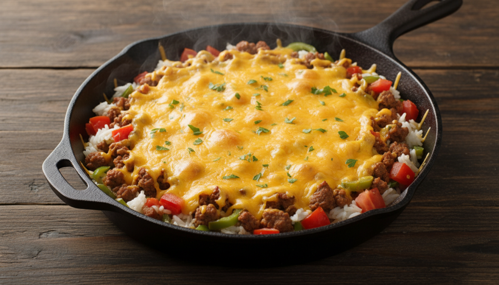 One-Pan Ground Beef and Rice Skillet