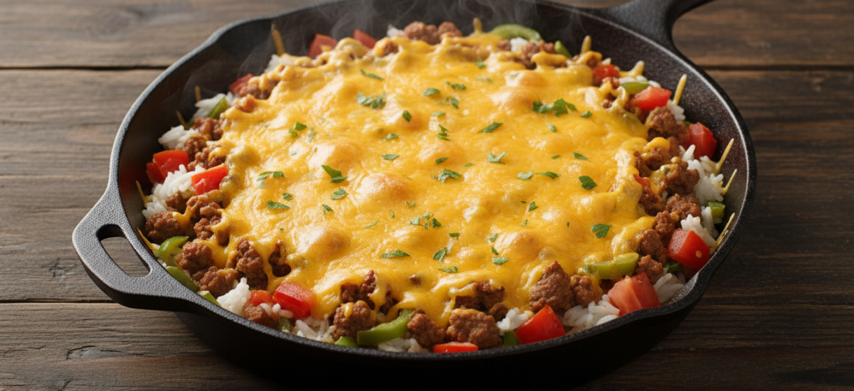 One-Pan Ground Beef and Rice Skillet