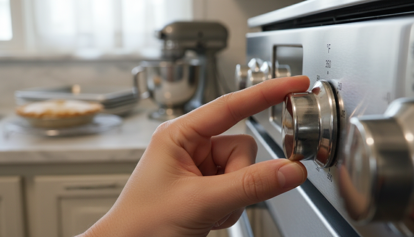 Setting oven temperature to 350 degrees Fahrenheit
