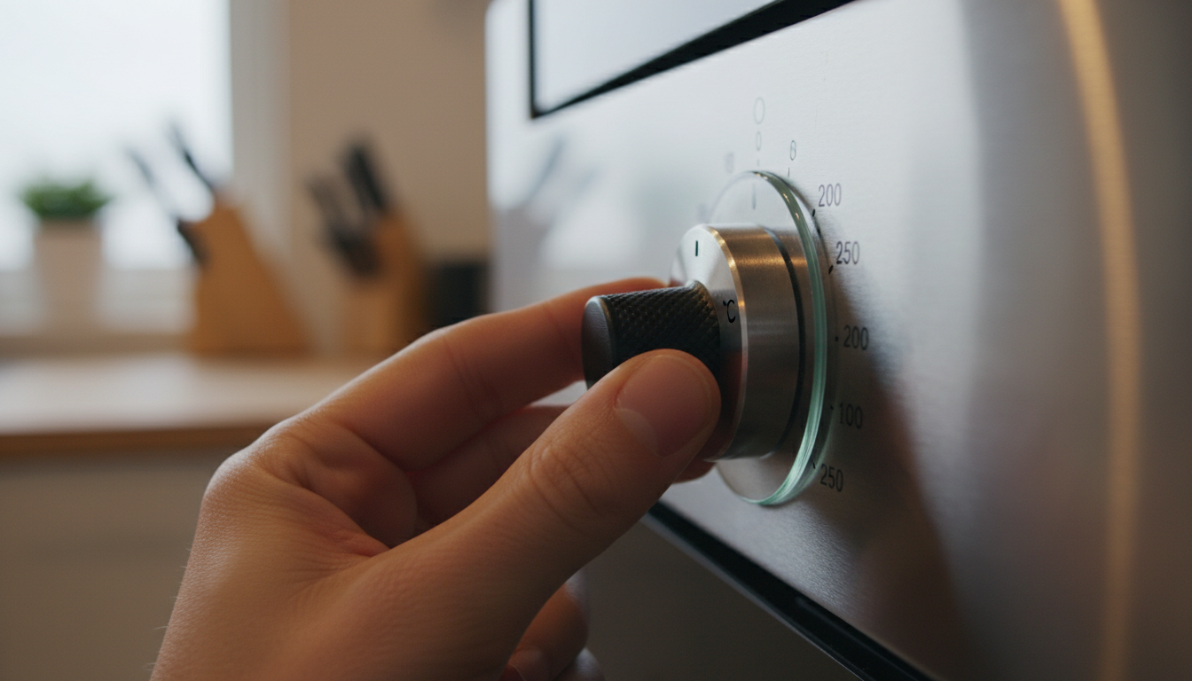 Setting oven temperature to 200 degrees Celsius