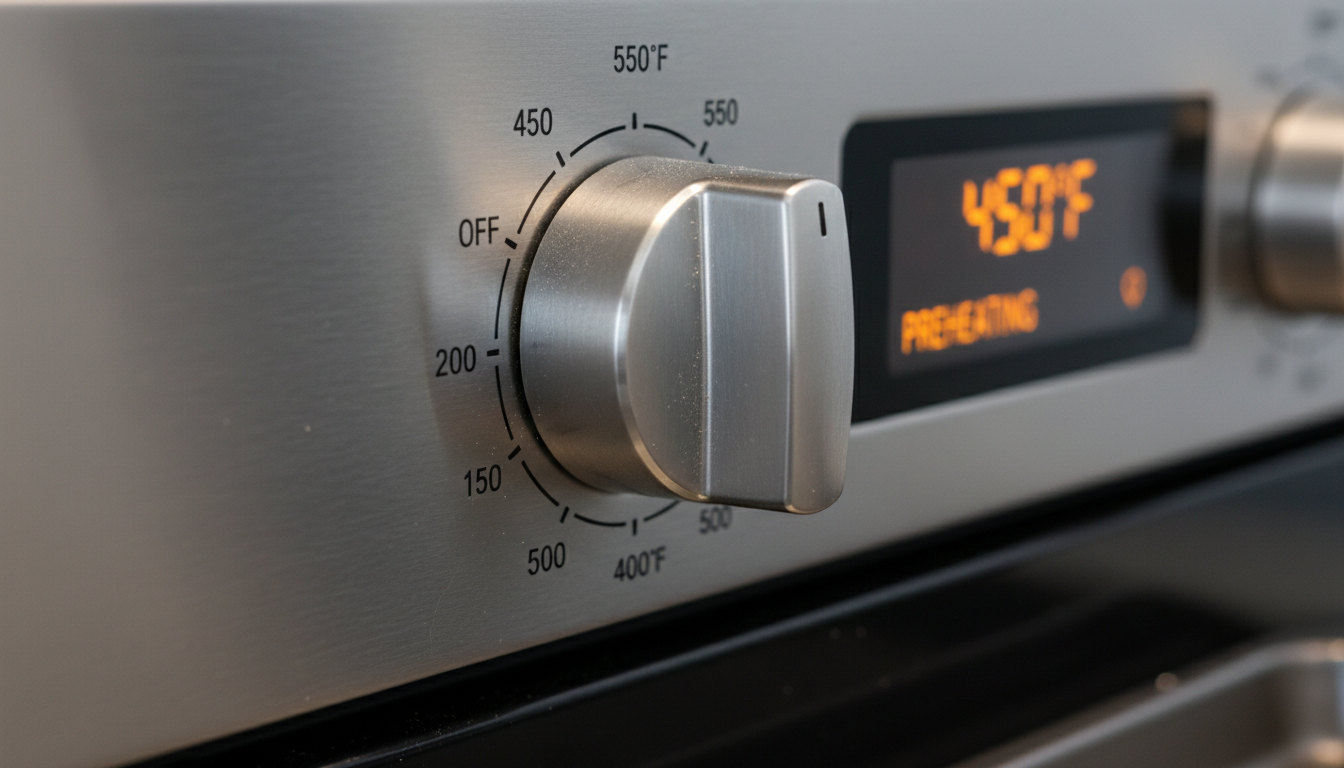 Setting oven temperature to 450 degrees