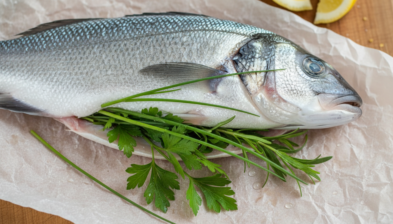 Stuffing the fish with herbs