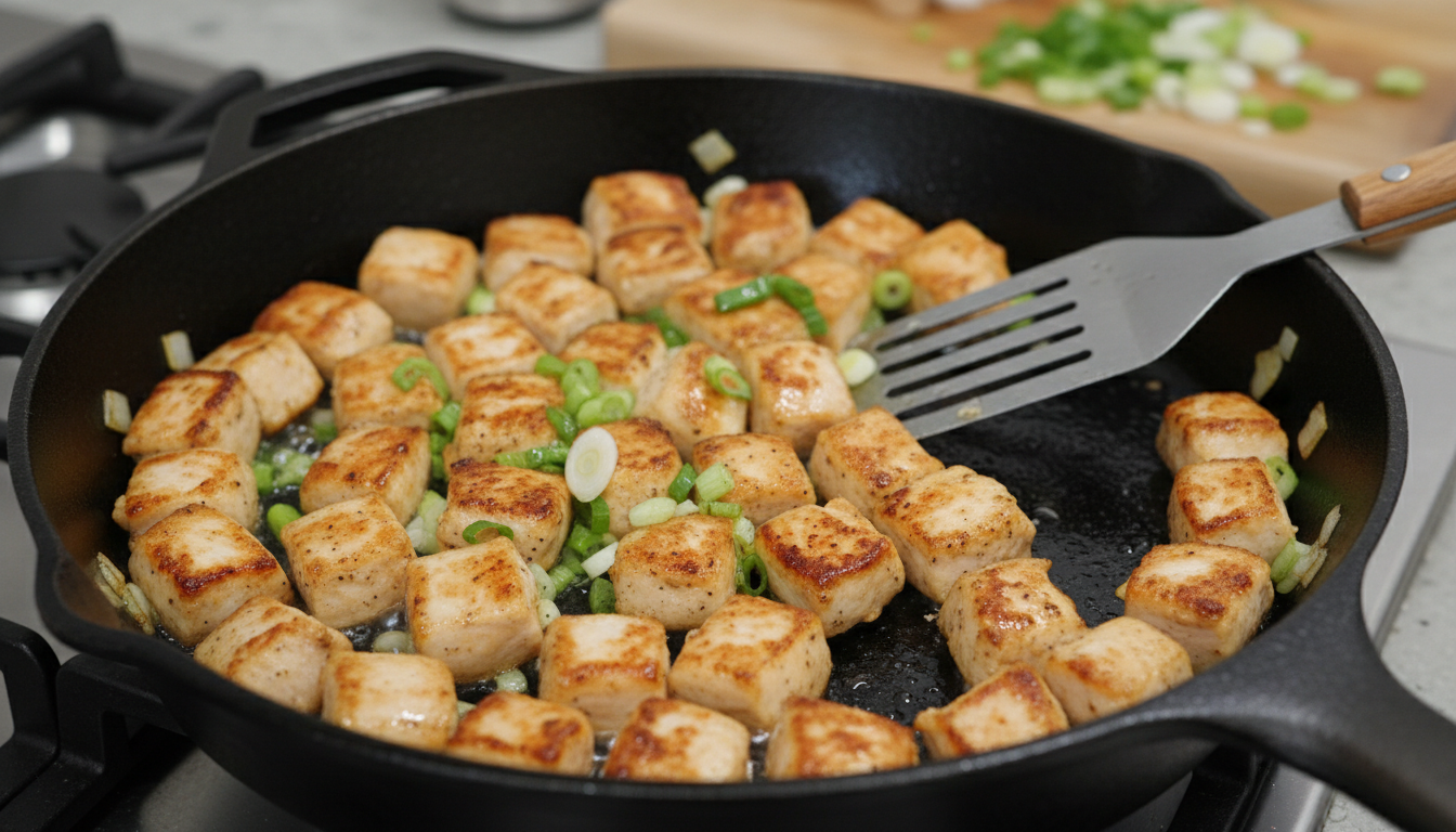 Cuire les morceaux de poulet dans une poêle