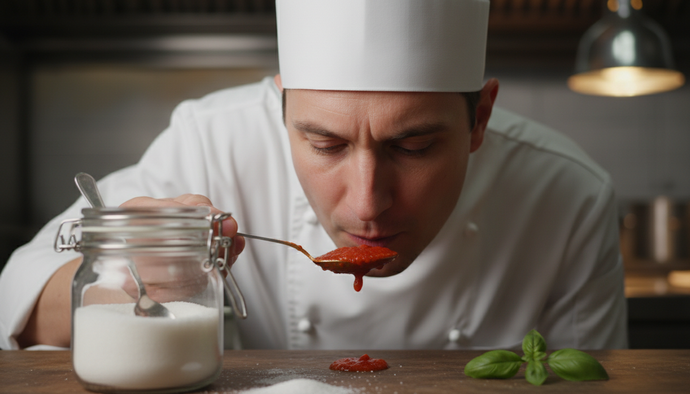 Tasting the sauce for seasoning