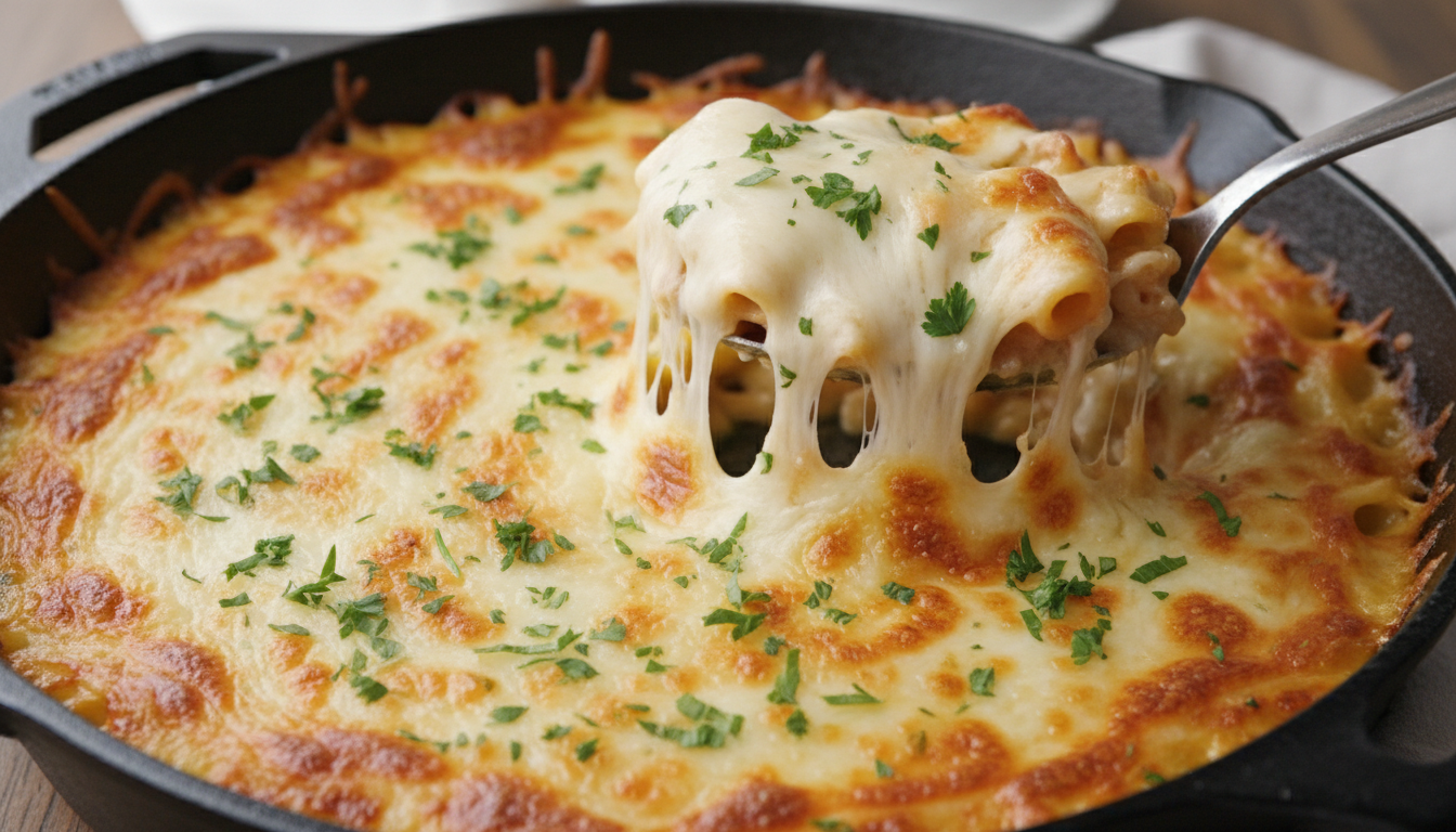 Garnished ground beef and rice skillet ready to serve