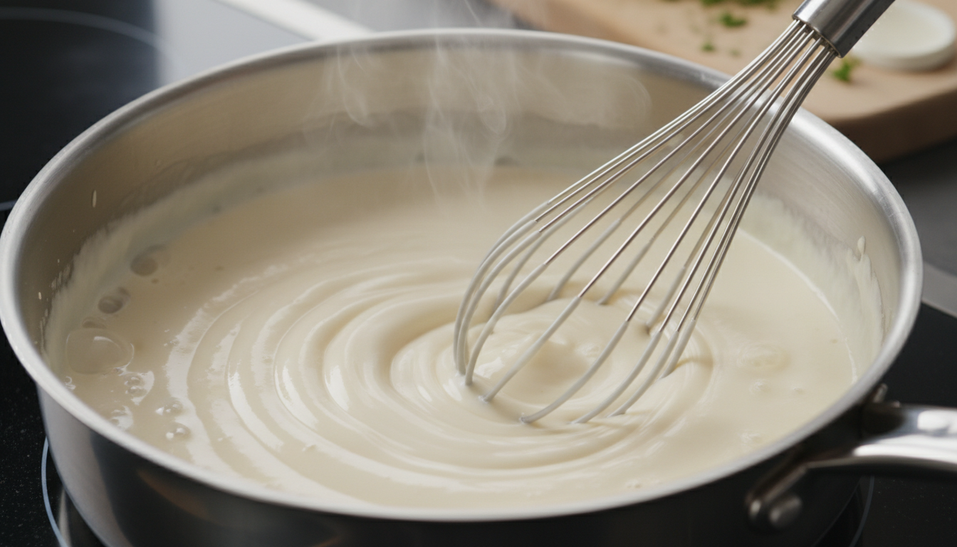 Fouetter la sauce blanche crémeuse