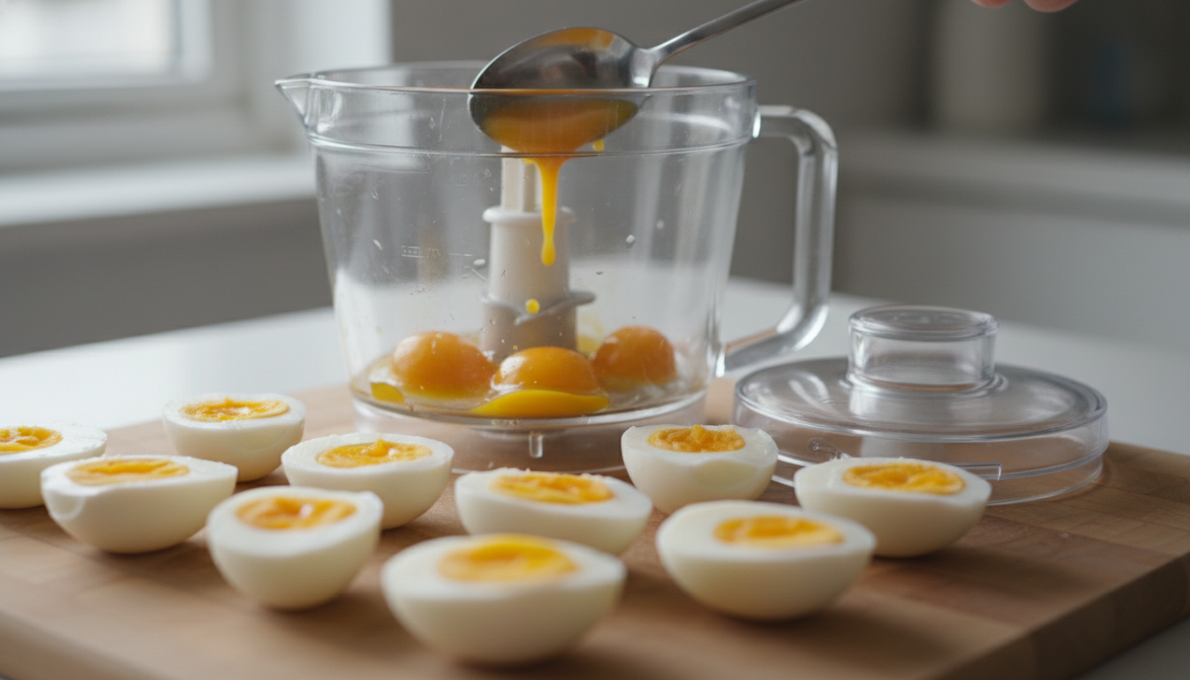 Scooping egg yolks