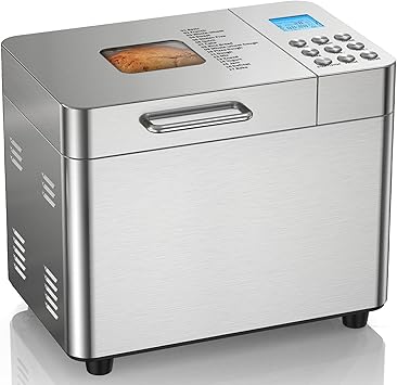 2LB Bread Maker Machine, OSIPOTO 17 in 1 Automatic Stainless Steel Bread Machine, Non-stick, Beginner-Friendly Controls, 15 Hour Timer, Easy to Clean Low Noise, High Success Rate for Homemade Bread