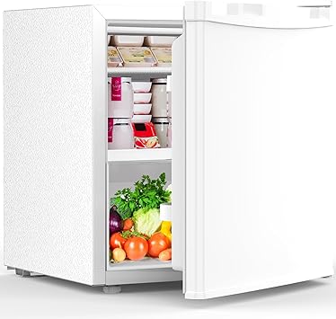 Mini-frigo 1,6 pi³ avec congélateur, réfrigérateur compact à porte unique réversible, thermostat réglable, ultra silencieux, économe en énergie pour bureau, dortoir, chambre, appartement - Blanc