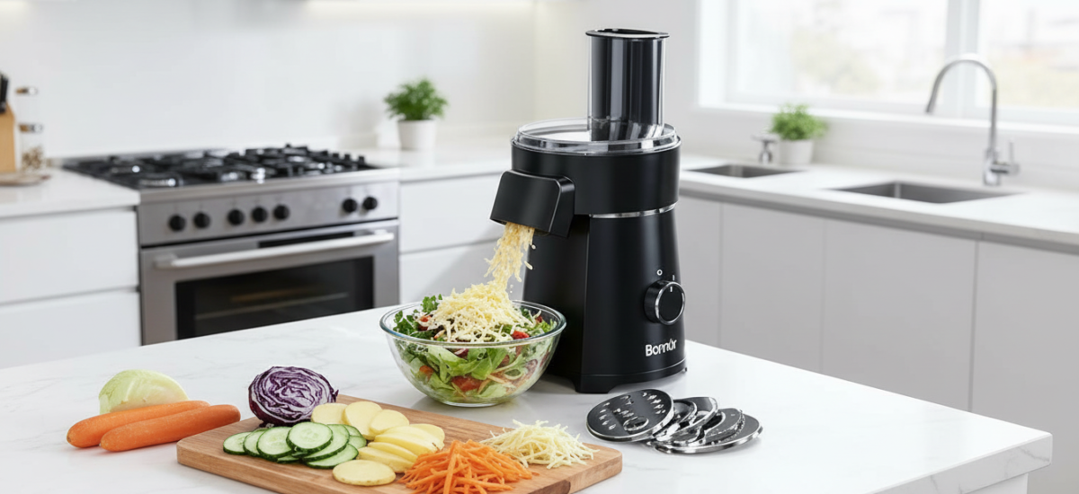 Rallador Eléctrico Bonnor con Lanzador de Ensaladas: Tu Compañero de Cocina 3 en 1