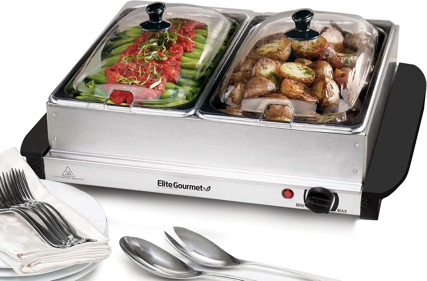 Elite Gourmet EWM-6122 Dual 2 x 2.5 Qt. Trays, Buffet