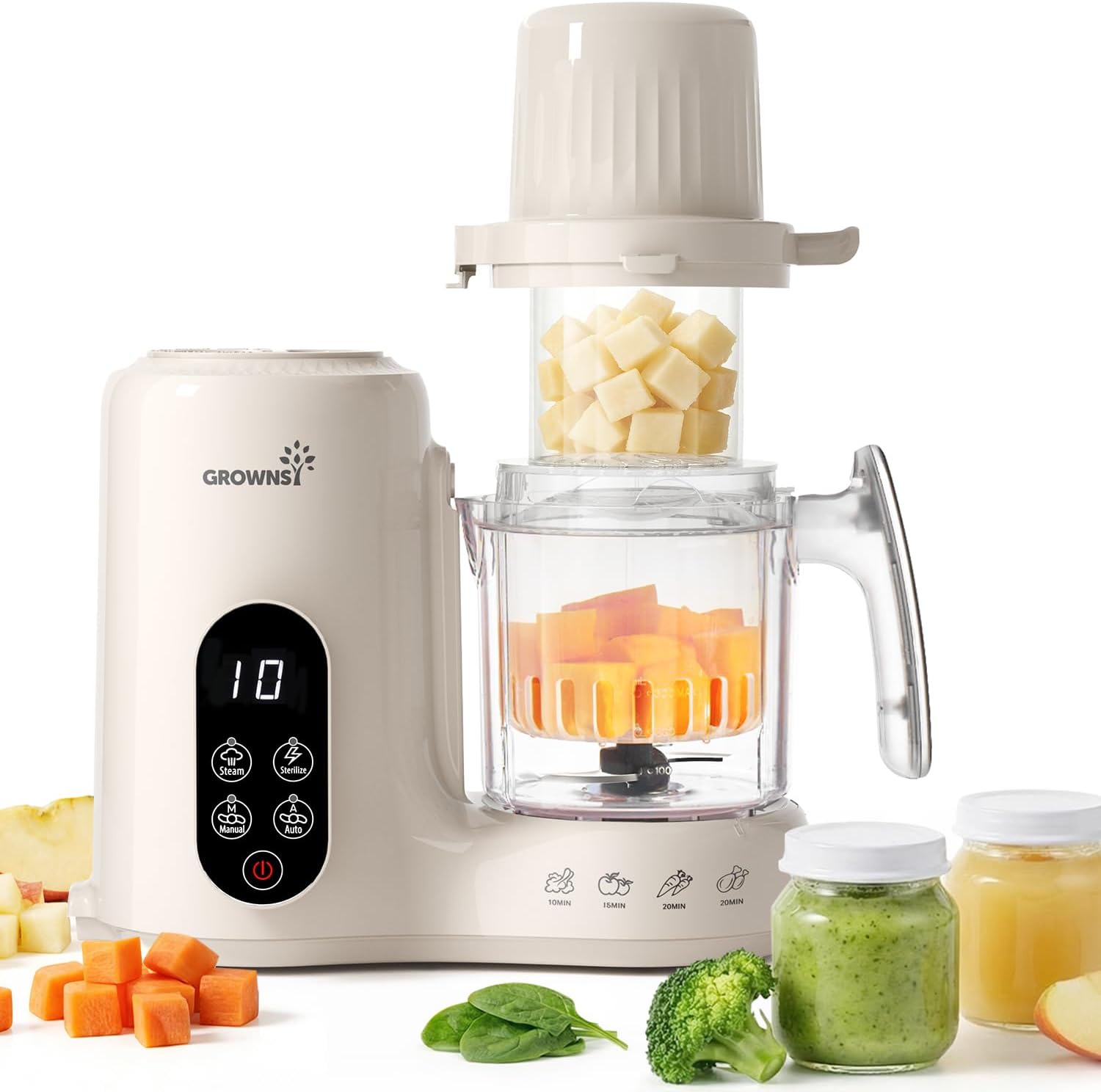 Grownsy Baby Food Maker with Dual-Layer Steam Basket Baby Food
