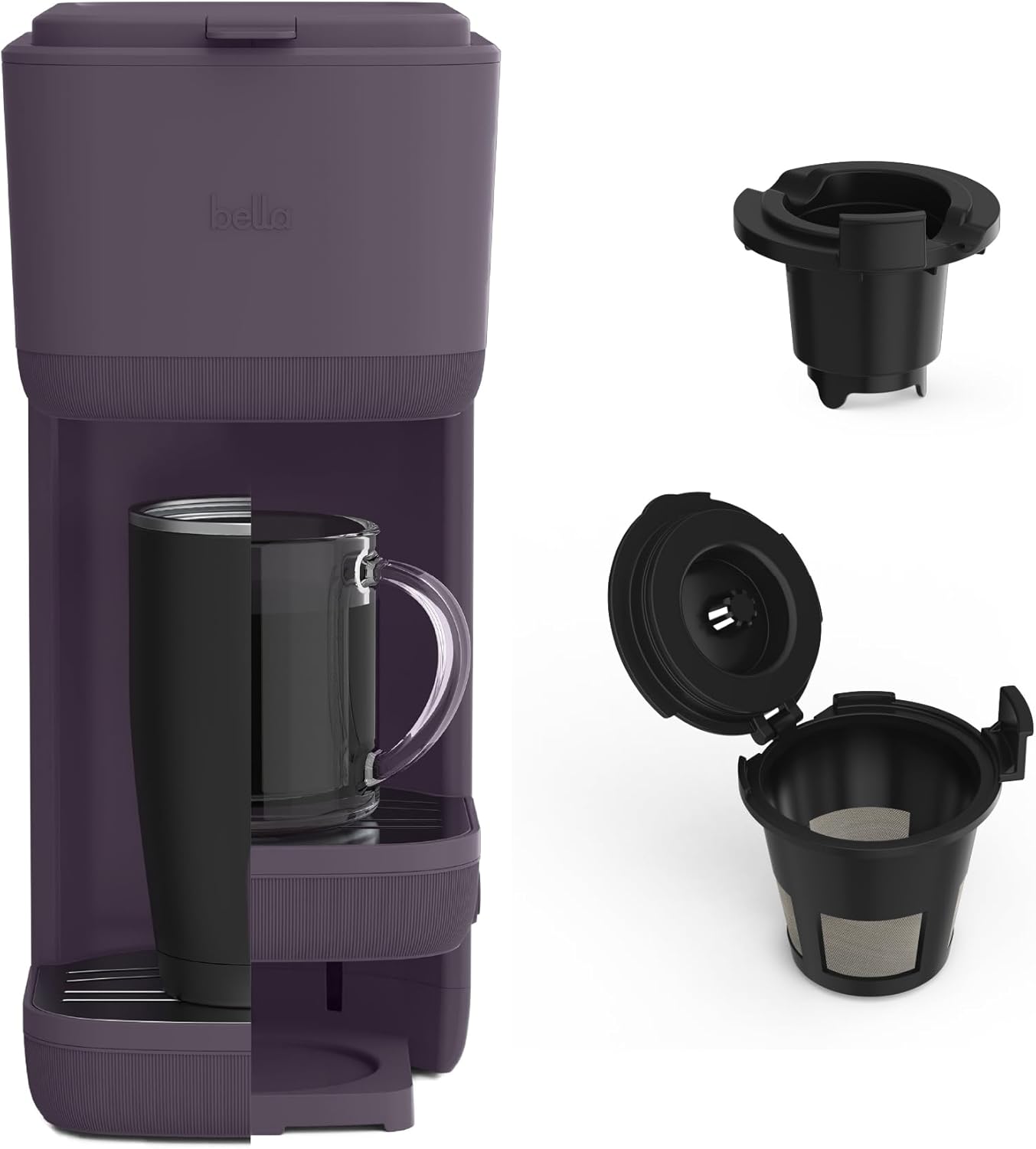 BELLA Single Serve Coffee Maker, K Cup & Coffee Ground