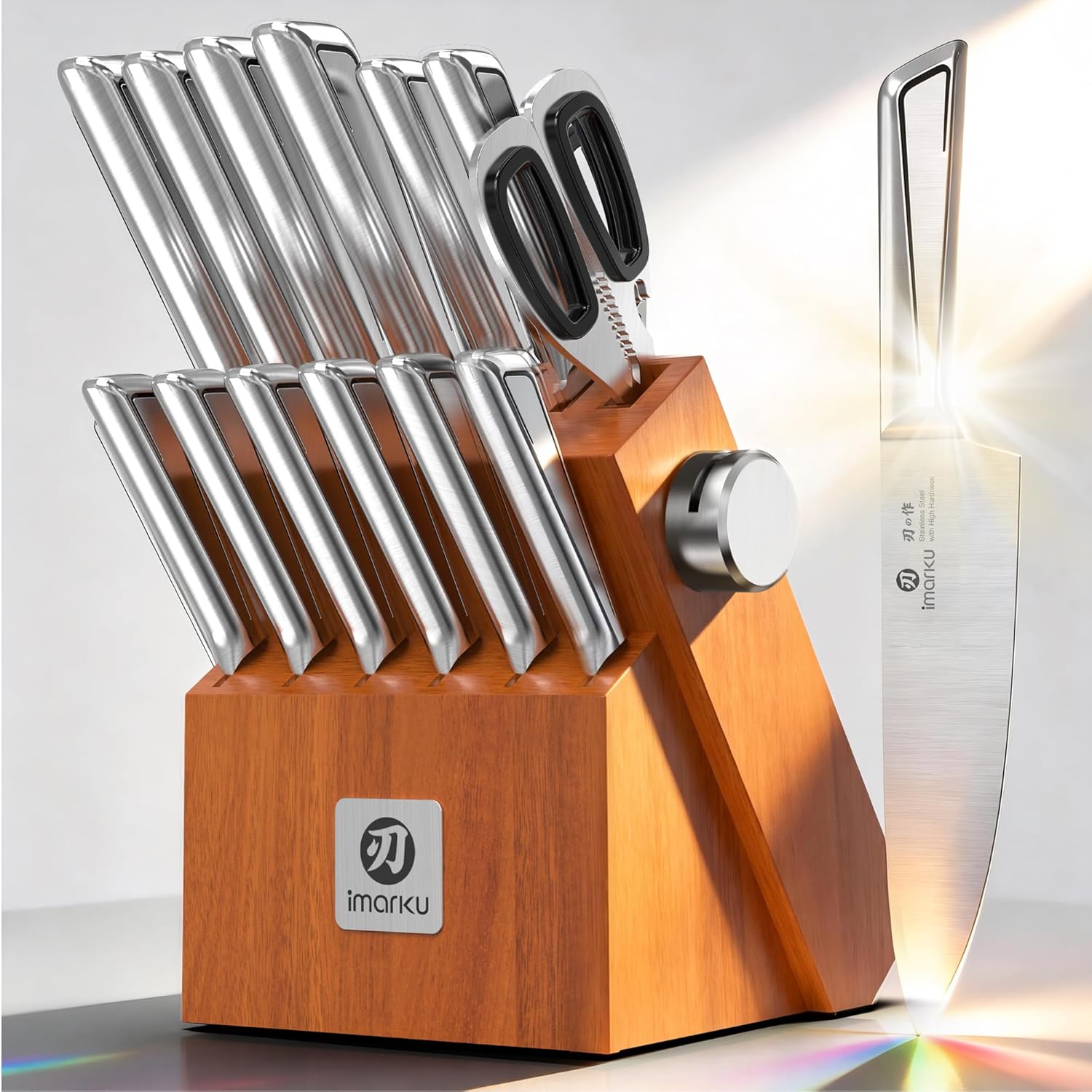 imarku High Carbon Stainless Steel Gyutou Knife Set with Block,
