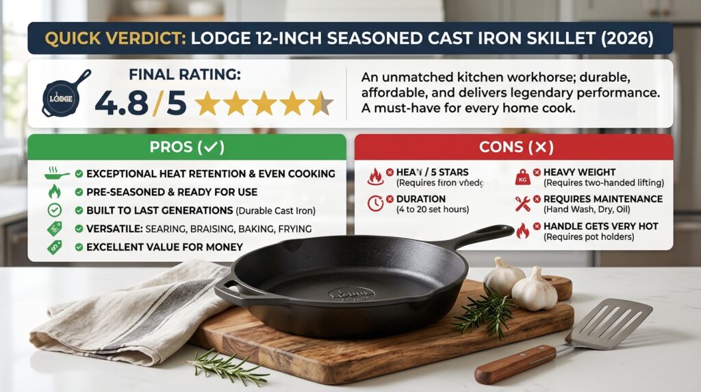 Best Lodge Seasoned Cast Iron Skillet 12 in 2026: Quick Verdict