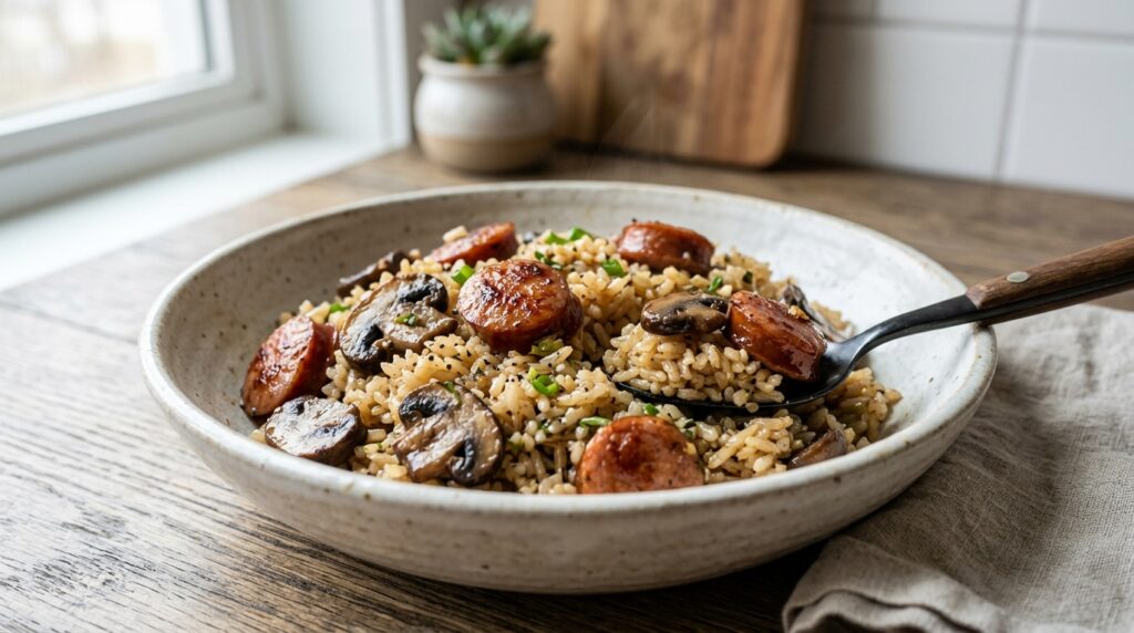 Lazy One-Pot Rice Cooker Mushroom & Sausage Rice: Your New Weeknight Hero