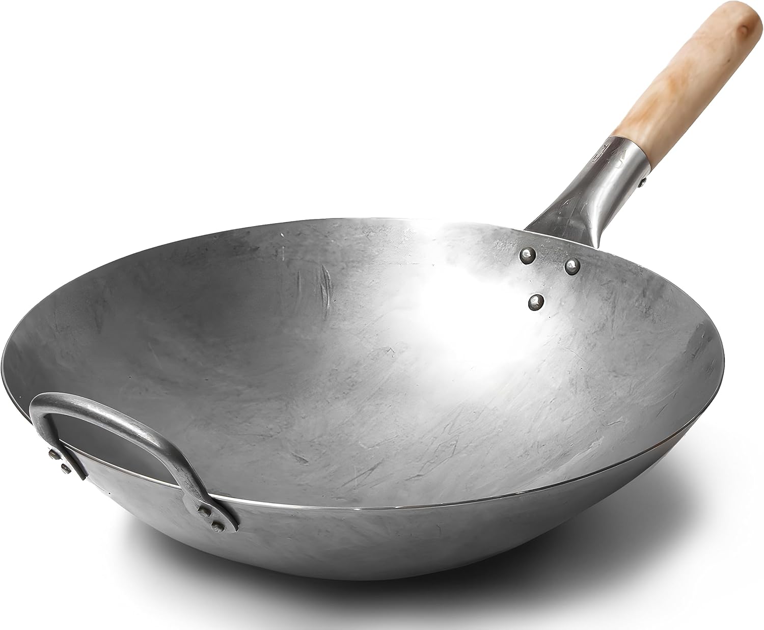 Carbon Steel Wok Pan with Wooden Handle