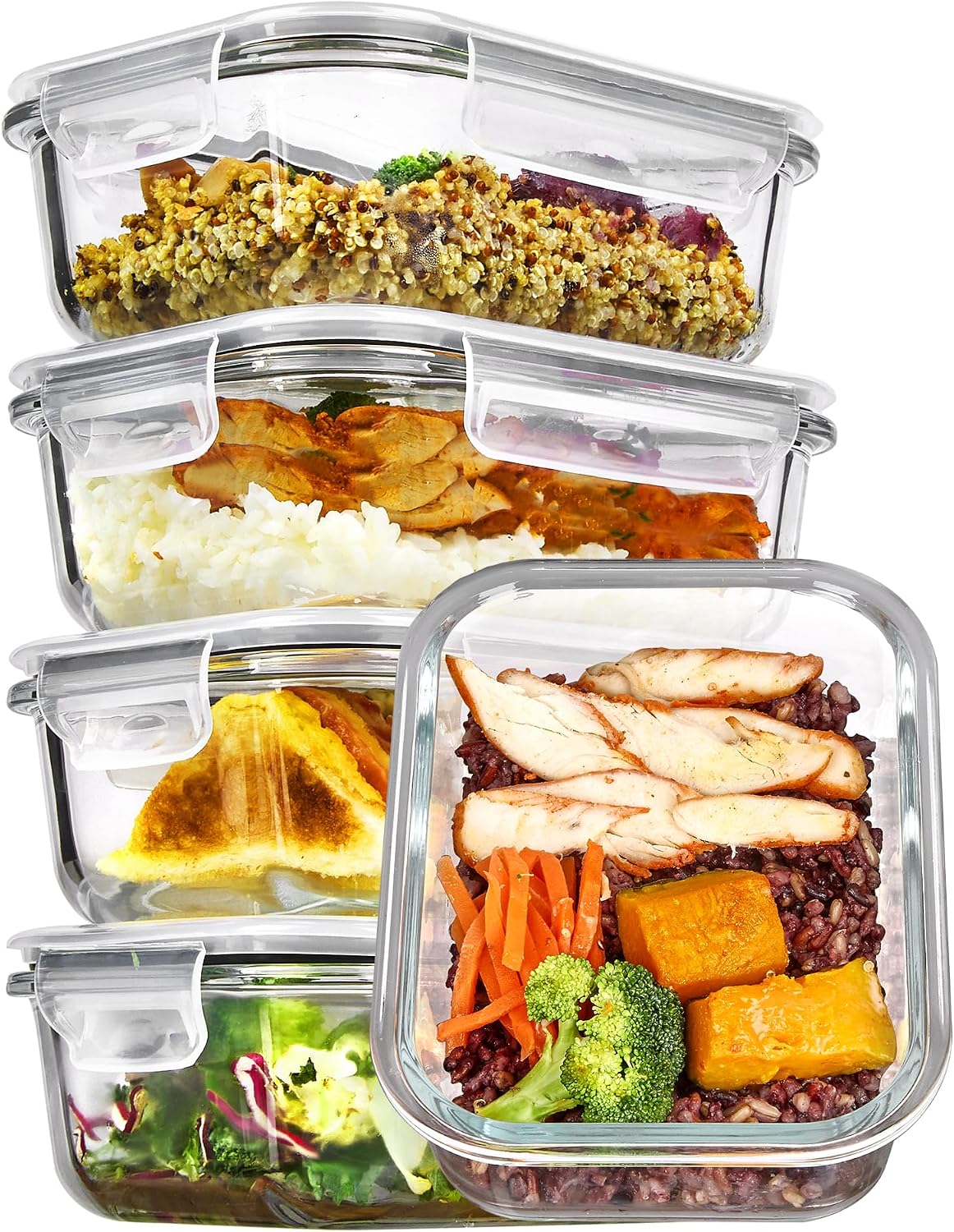 Glass Meal Prep Containers (5-pack)