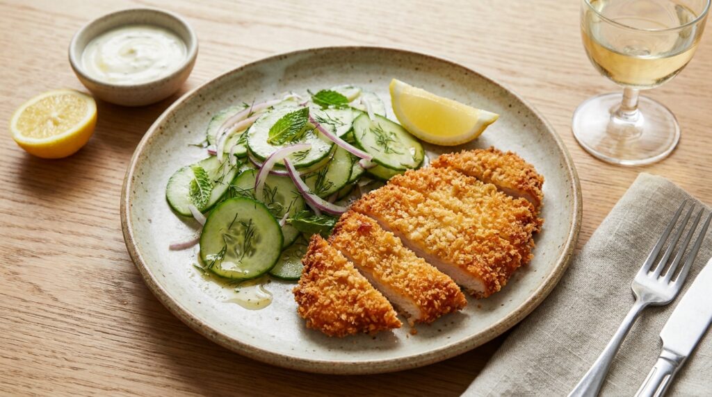 Crispy Chicken Schnitzel with Refreshing Cucumber Salad: Your New Favorite Dinner!