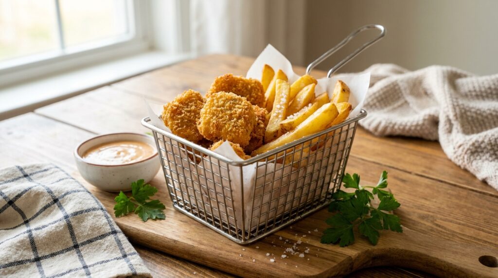 Homemade Crispy Chicken Nuggets and Golden French Fries: The Ultimate Comfort Food Duo