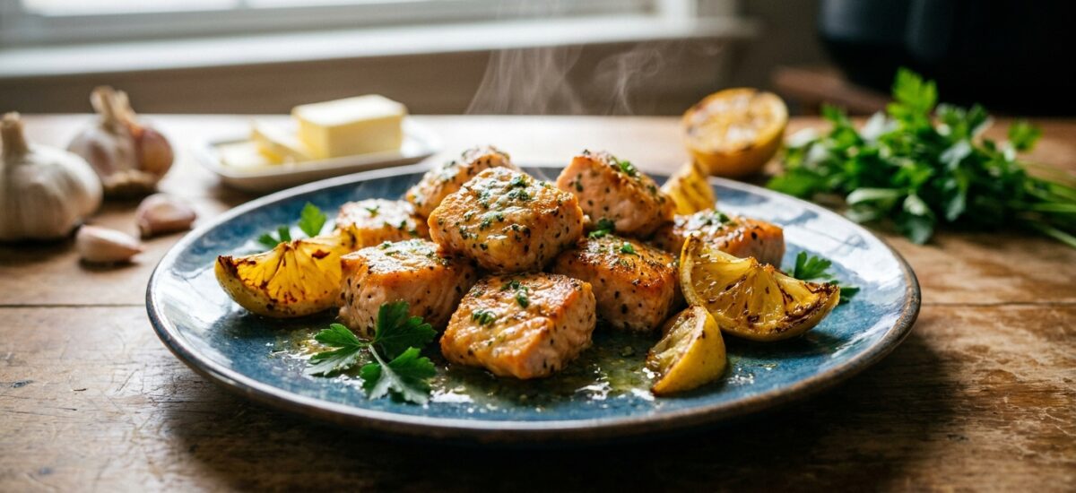 Bites de Saumon au Beurre Ailé Cuit dans un Air Fryer avec Citron