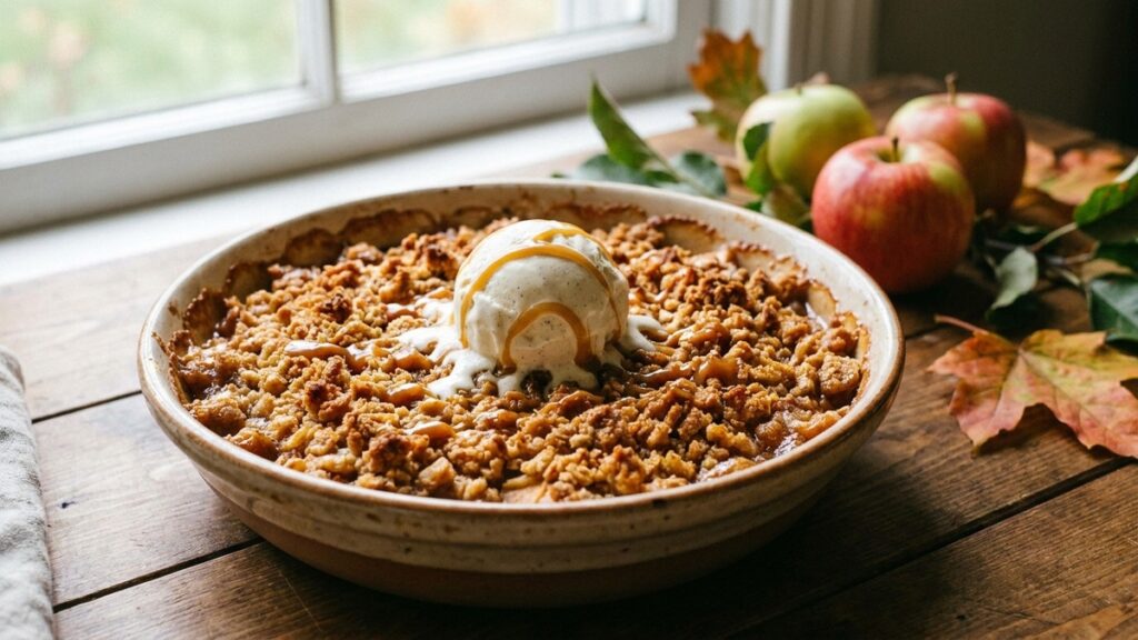 Crispy Air Fryer Apple Crisp with Oat Streusel Topping