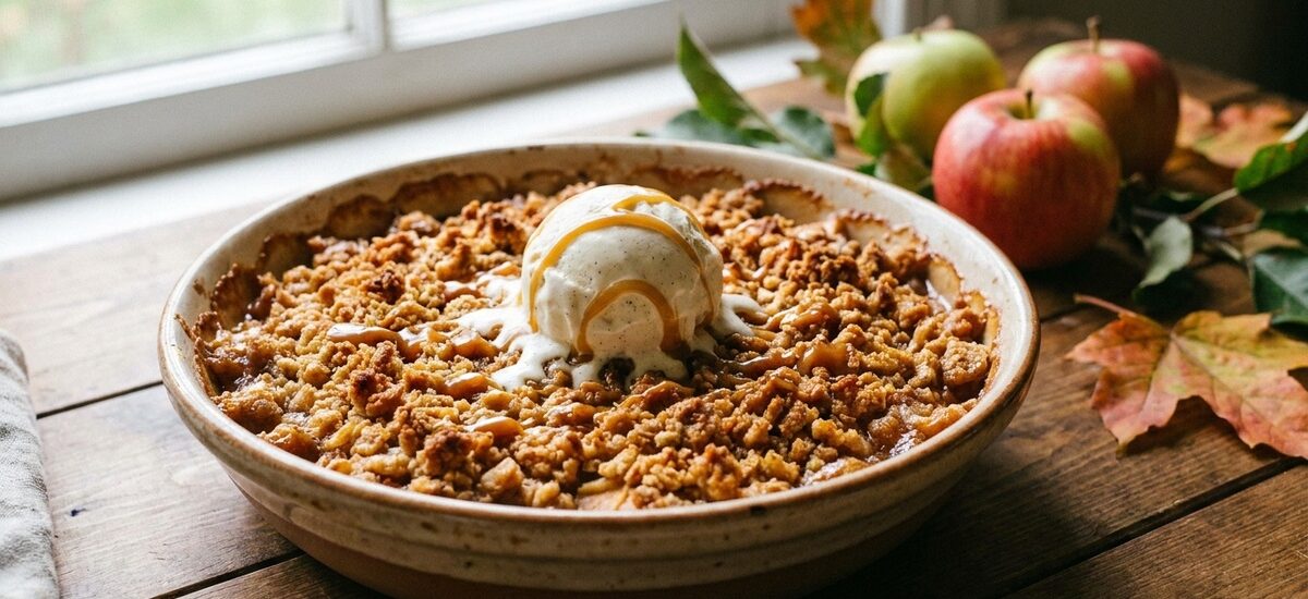 Crispy Air Fryer Apple Crisp with Oat Streusel Topping