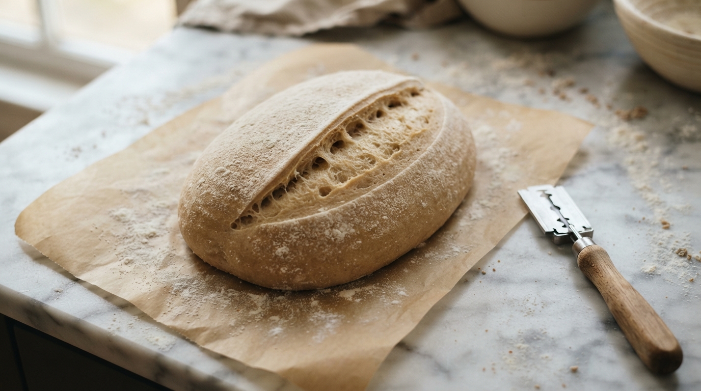 Scoring the Sourdough Ear with Baker's Lame