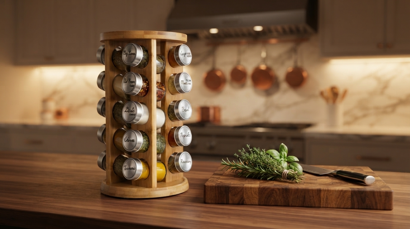Orii 20 Jar Rotating Spice Rack with Spices Included