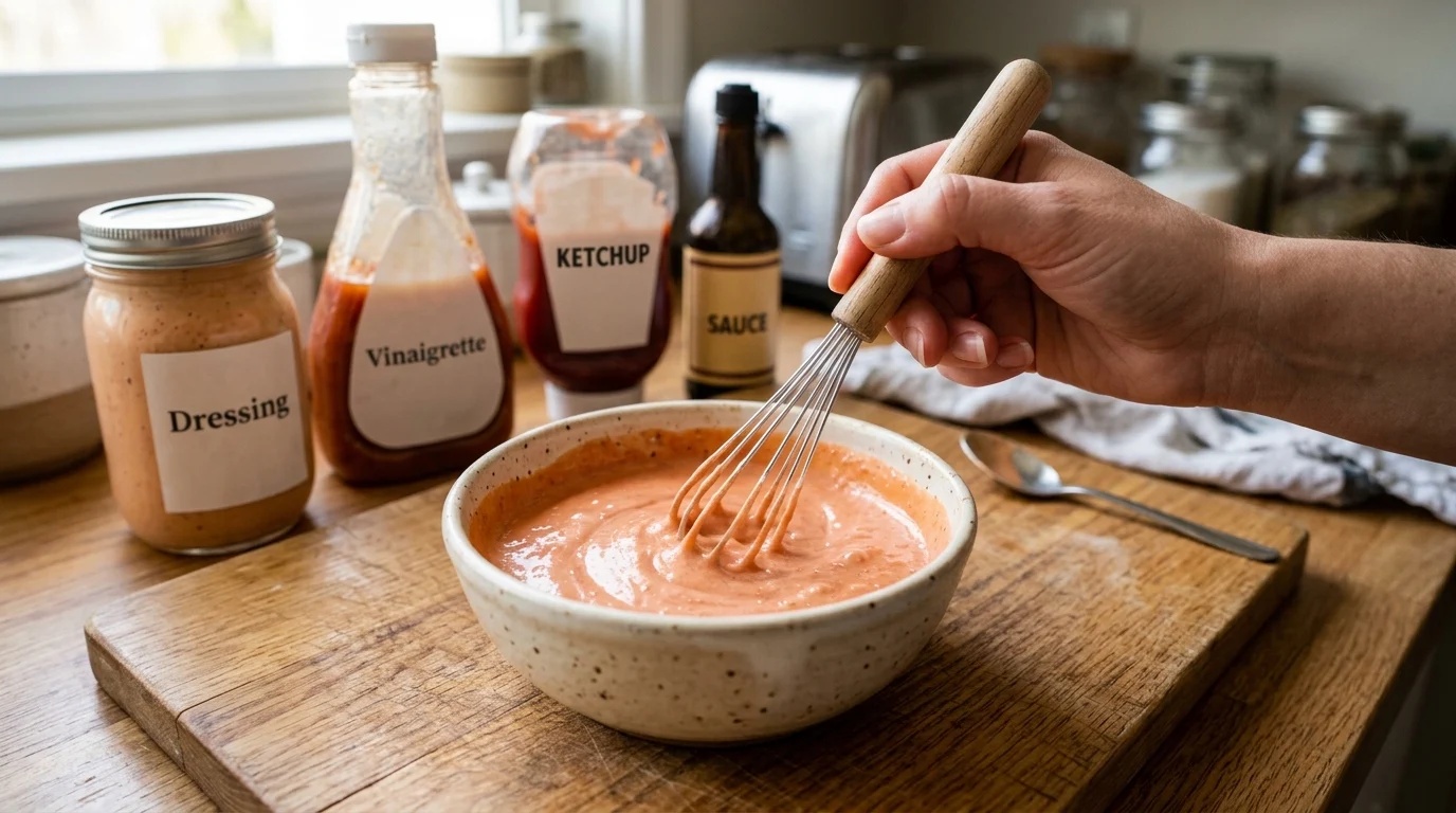 Frisco sauce spread on toasted sourdough for Frisco Melt recipe