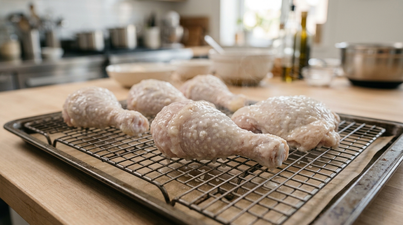 Deep frying chicken drumsticks in cast iron Dutch oven at 350F for Jollibee Chickenjoy Recipe