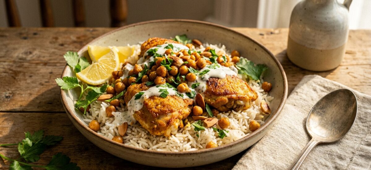 Crispy Spiced Chickpea Chicken Bowl — High Protein, 20 Minutes, the Kids Will Fight Over the Last Bite