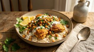 Crispy Spiced Chickpea Chicken Bowl — High Protein, 20 Minutes, the Kids Will Fight Over the Last Bite