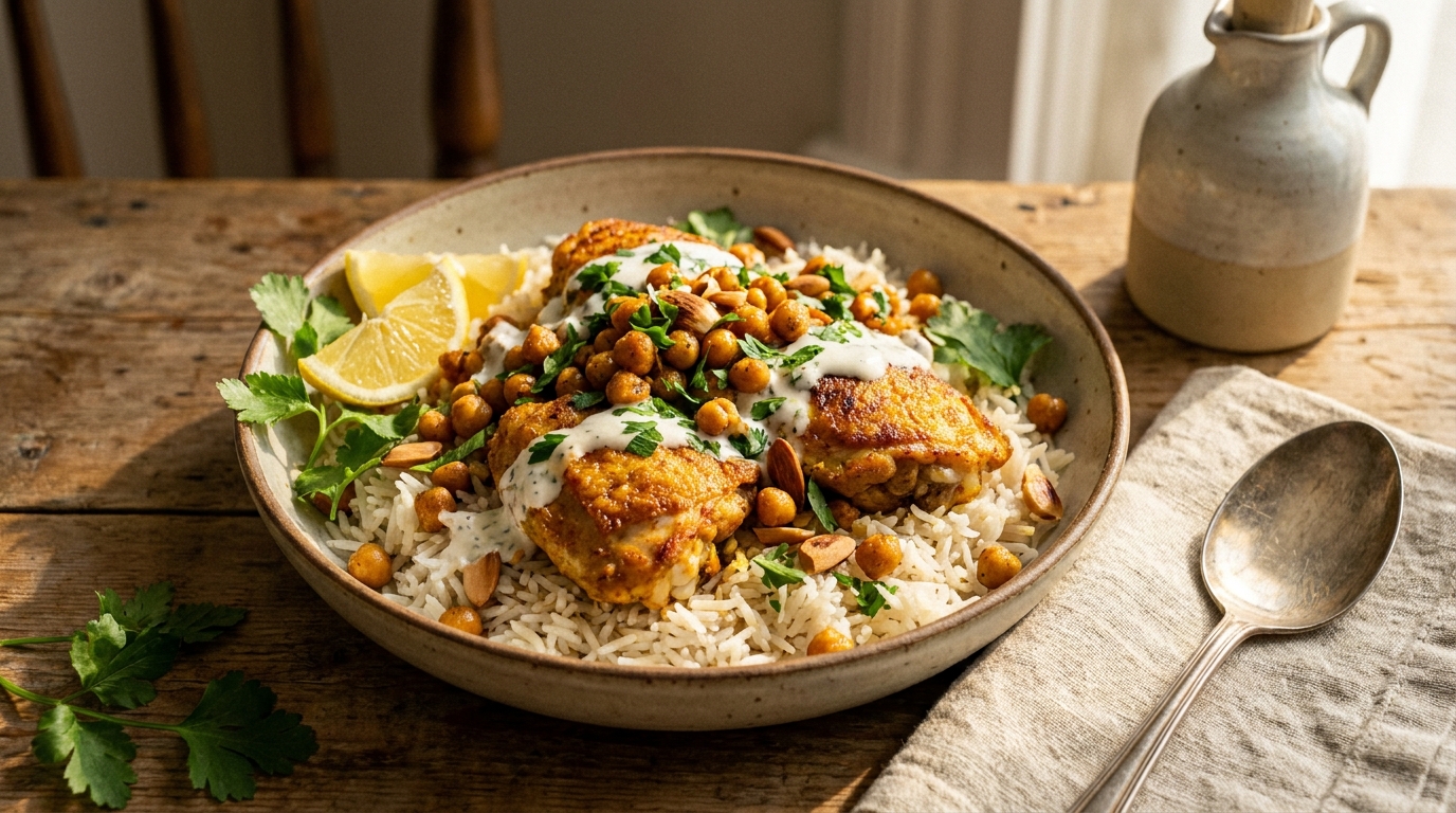 Crispy Spiced Chickpea Chicken Bowl — High Protein, 20 Minutes, the Kids Will Fight Over the Last Bite