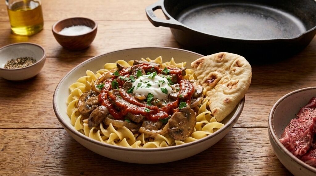 Harissa Beef Stroganoff — The Creamiest Comfort Food With a North African Twist