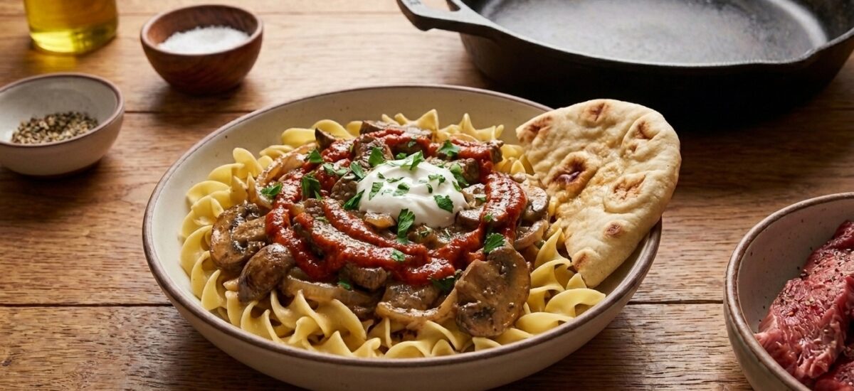 Bœuf Stroganoff à la Harissa : Crémeux et Réconfortant, avec une Touche Nord-Africaine