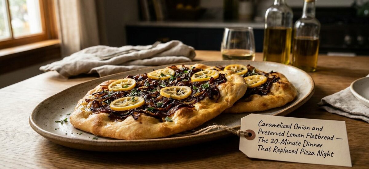 Caramelized Onion and Preserved Lemon Flatbread — The 20-Minute Dinner That Replaced Pizza Night