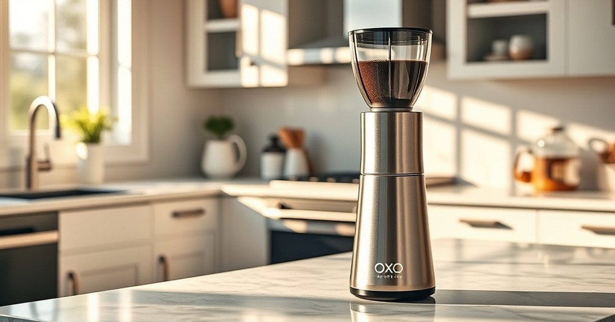 OXO Brew Conical Burr Coffee Grinder in action — our testing setup