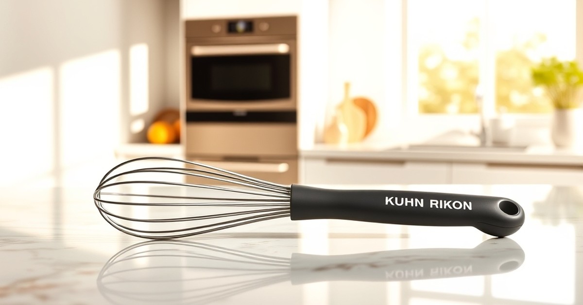 Kuhn Rikon 2-in-1 Silicone Whisk and Spatula in action — our testing setup