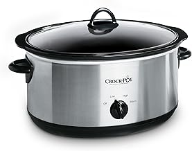 Crock-Pot 7-Quart Manual Slow Cooker, Family Size Serves 8+ People & Fits 6-lb Roast, Removable Stoneware with Warming Setting, Dishwasher Safe for Easy Cleanup, Stainless Steel