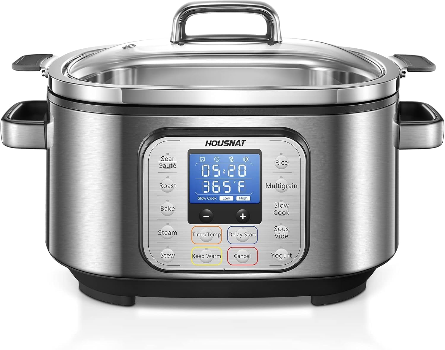 HOUSNAT Slow Cooker 6 Quart 10-in-1 Programmable Stainless Steel Pot
