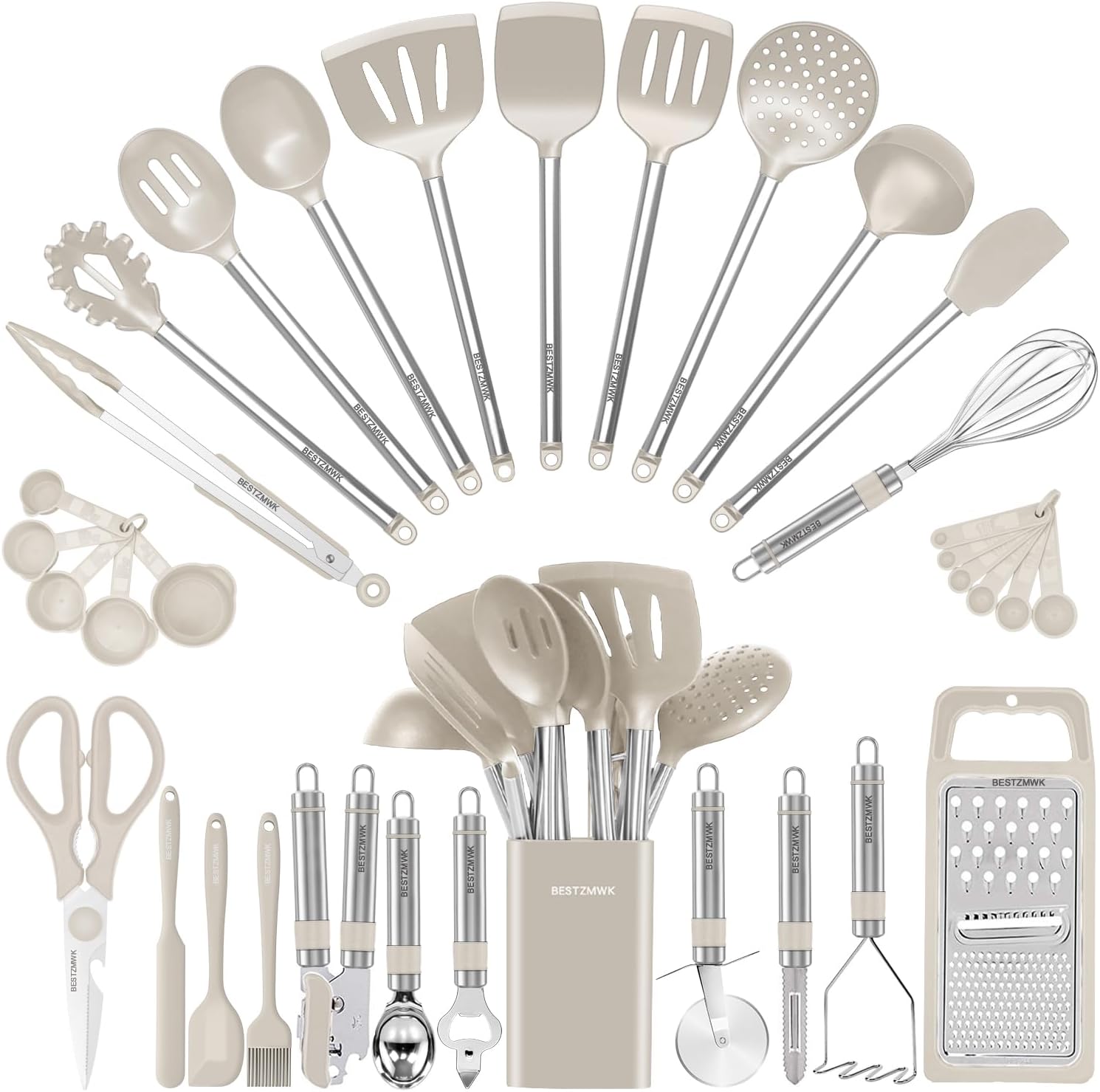 Kitchen Utensil Set-Silicone Cooking Utensils-33 Kitchen Gadgets & Spoons for Nonstick Cookware-Sili