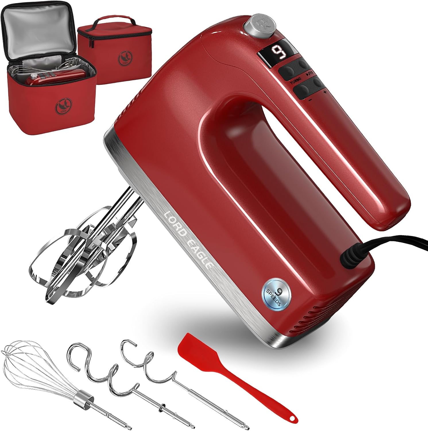 Lord Eagle 9-Speed Digital Hand Mixer Electric Handheld